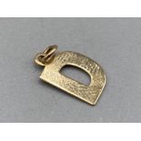 9ct gold pendant letter D, 0.3g