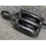 Black painted vintage ships pulley