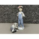 2x Lladro figures includes 5236 cat and mouse together with 4898 Boy from Madrid