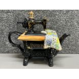 Limited edition 108/500 the Quilted Sewing Machine teapot “gold edition”