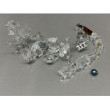 Collection of glass & Swarovski Crystal ornaments - Swarovski pieces are - Rhino, Owl, Squirrel &