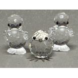 3x Swarovski Crystal glass animal ornaments - 2x Ducklings & 1x Chick