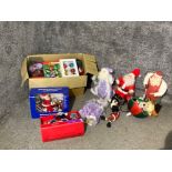 Large lot of various Christmas items to include Santa figures etc
