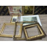 4x vintage prints & 3x large gilt frames