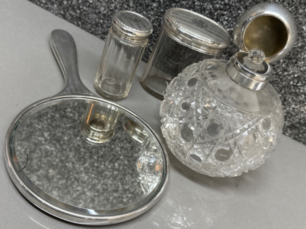 Lot comprising of 4x dressing table items all London silver includes 1922 silver backed hand mirror, - Image 2 of 2