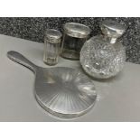 Lot comprising of 4x dressing table items all London silver includes 1922 silver backed hand mirror,