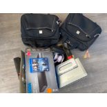 Pair of Tripp travel bags, portable media player, headphones etc
