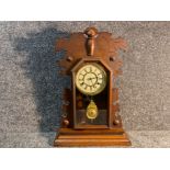Antique mahogany framed pendulum wall clock