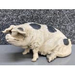 Beautifully sculptured ceramic sitting old spot pig signed to the base 22cms x 10cms