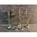 Fine quality candelabra also including 2 stick candle holders and 2 miniature candle holders