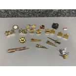 Lot of 6 sets of cufflinks and also with many badges etc
