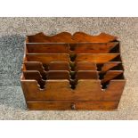 Antique five tier desk top latter organizer in mahogany with single draw, L38cm H28cm D15cm