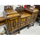 Antique carved Oak Jacobean sideboard with barley twist supports, from the St. Cuthbert's Church,