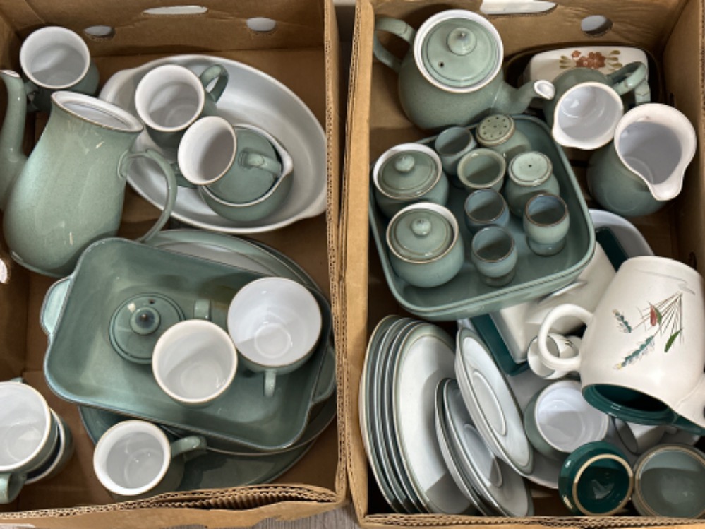 2 boxes of vintage Denby dinnerware