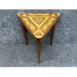 Triangular shaped inlaid sewing table with built in music box - Marquetry “Lador”