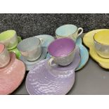 12 pieces of Maling lustre ware - cups & saucers “different colours”