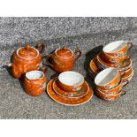 Vintage dragon ware, kutani moriage, Geisha Lithophsne orange tea set