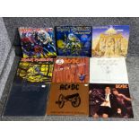 Lot containing various ACDC and Iron Maiden LP records to include Flick the switch and The number of