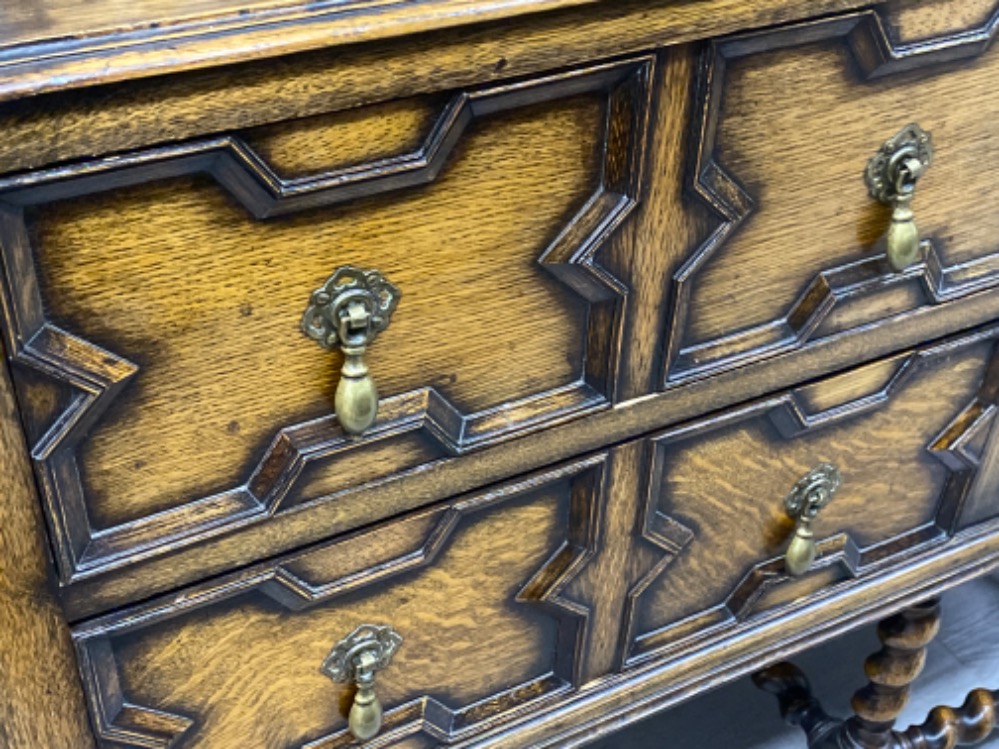 Antique carved Oak Jacobean sideboard with barley twist supports, from the St. Cuthbert's Church, - Image 2 of 3