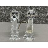 2x Swarovski animal ornaments - Cat & Dog