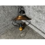 Vintage style ceiling light in brass effect complete with original glass
