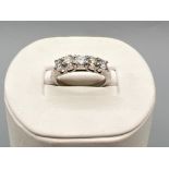 Ladies 18ct white gold diamond 5 stone ring, comprising of 5 round brilliant cut diamonds colour J