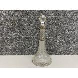 Antique Birmingham 1903 silver design glass cut decanter