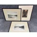 3 etchings framed (2 by R. F King) including loch Ard