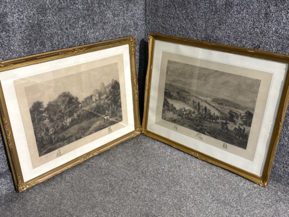 Pair of large gilt framed etchings by Charles Cattermole (1832-1900) includes English Civil war