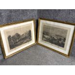 Pair of large gilt framed etchings by Charles Cattermole (1832-1900) includes English Civil war