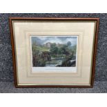 Mid-late Victorian coloured engraved print of Egglestone Abbey near Barnard Castle by JMW Turner -