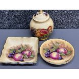 2x Aynsley small dishes & Aynsley “Orchard gold” lidded pot