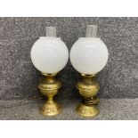 2 large brass oil lamps (converted) electric