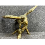 20th Century Very large & heavy solid brass golden eagle on branch ornament - Height 51cm x Width