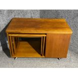 Vintage 1960’s-1970’s Mcintosh teak table with storage nest of 2 tables/side cabinet & flip twist