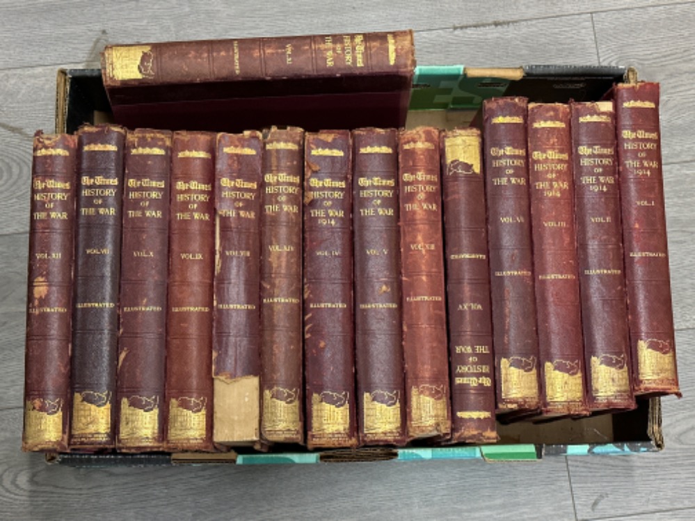 15 volumes of the Times History of the War (vols 1 to 15) - re WWI, Published shortly after the war,