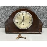 Vintage mahogany cased mantle clock by Haller AG, with key & pendulum