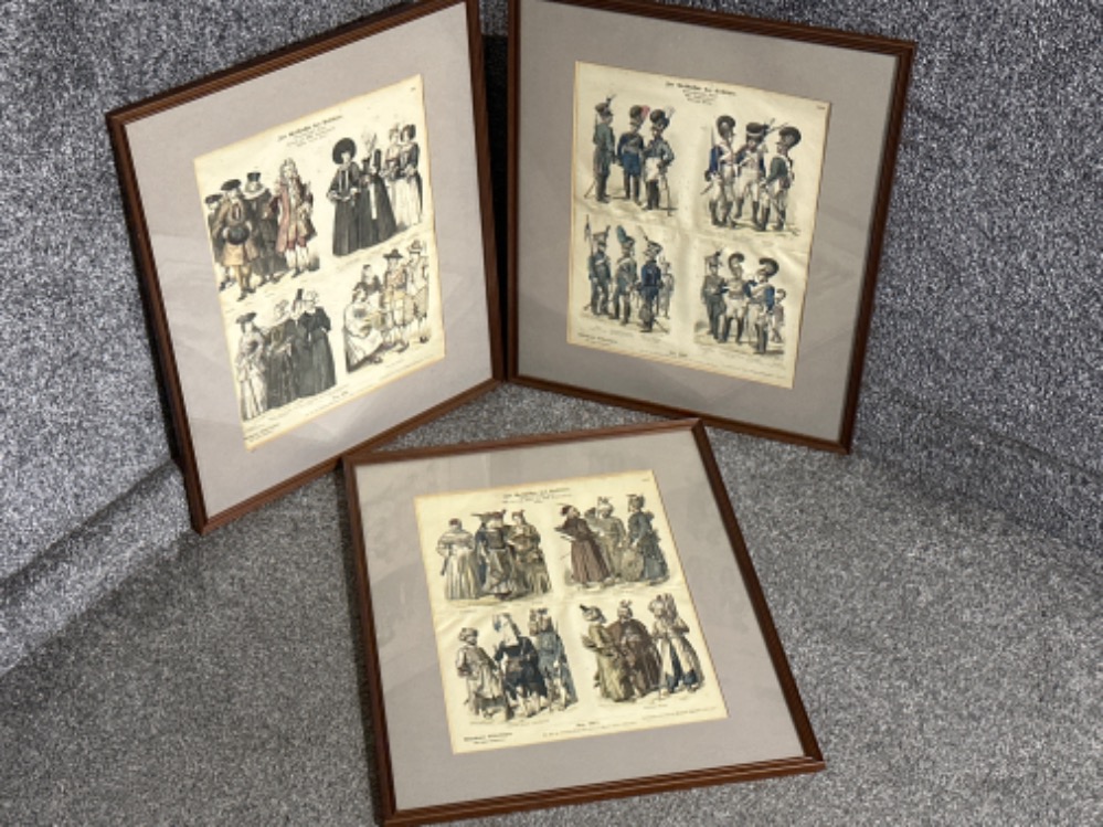 3x Antique German prints (late 1800’s) from Munich picture gallery - Bavarian military/ Turkish