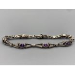 Silver amethyst and cz line bracelet