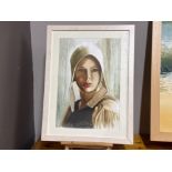 Framed watercolour by Jan Szymczuk, titled Scarlett