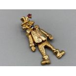 18ct multi stone Clown movable pendant (2.86g)