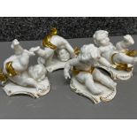 Set of 4 vintage German cherub ornaments, in real & gilt, by Rudolf Kammer