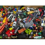 Box containing a large quantity of miscellaneous diecast vehicles, including Corgi etc