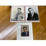 3 signed autographs by Ray Milland 1907-1986, Victor Mature 1913-1999, Ian Gillet Carmichael 1920-