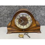 Nicely presented Mantle clock with key and pendulum