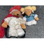 2x vintage Wombles soft toys includes Alderney soft toy & Orinoco soft toy carry bag, collectors