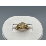 9ct Yellow Gold Vintage Signet Ring - Weighing 3.74 grams - Size F