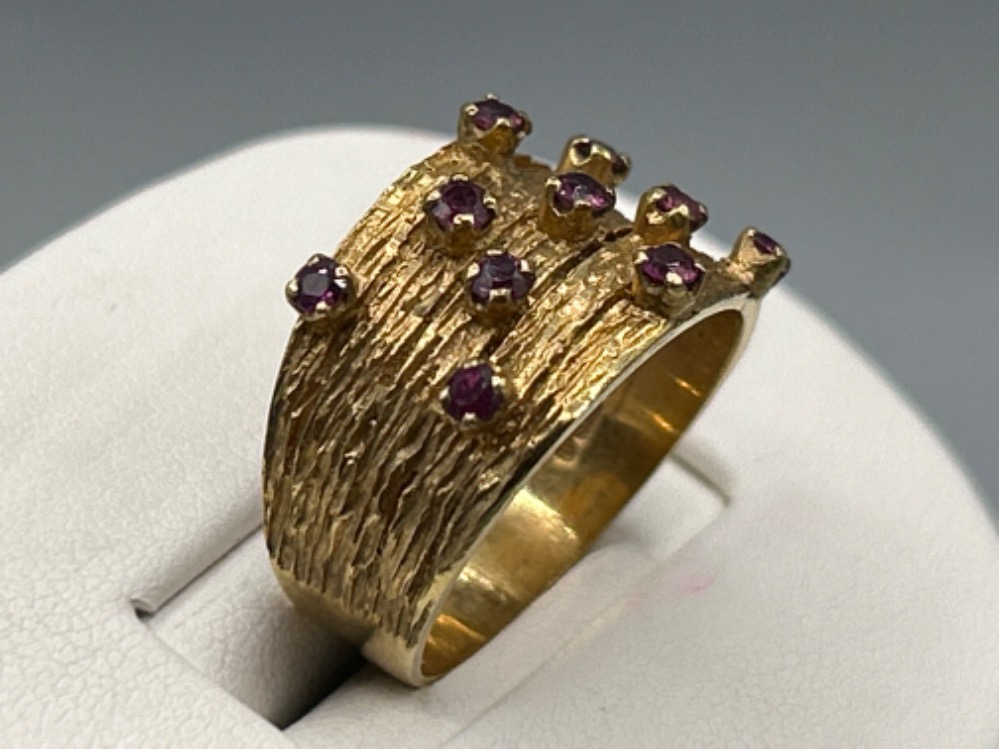 Ladies 9ct gold Amethyst fancy 10 stone ring, size O (4.73g) - Image 2 of 3