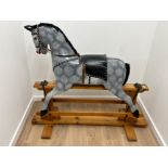 Large vintage rocking horse, mounted on a solid pine base 137x53cm, height 113cm