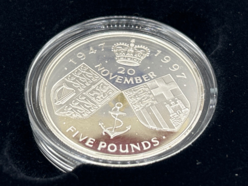 Royal mint UK silver proof £5 Golden wedding anniversary coin. In original box with certificate - Image 2 of 3